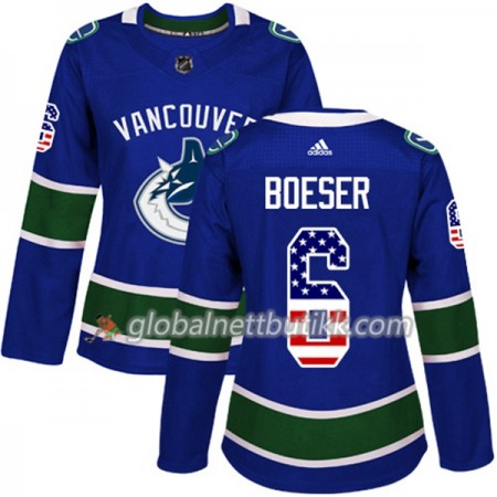 Vancouver Canucks Hockeydrakt Brock Boeser 6 2017-2018 USA Flag Fashion Blå Adidas Authentic - Dame